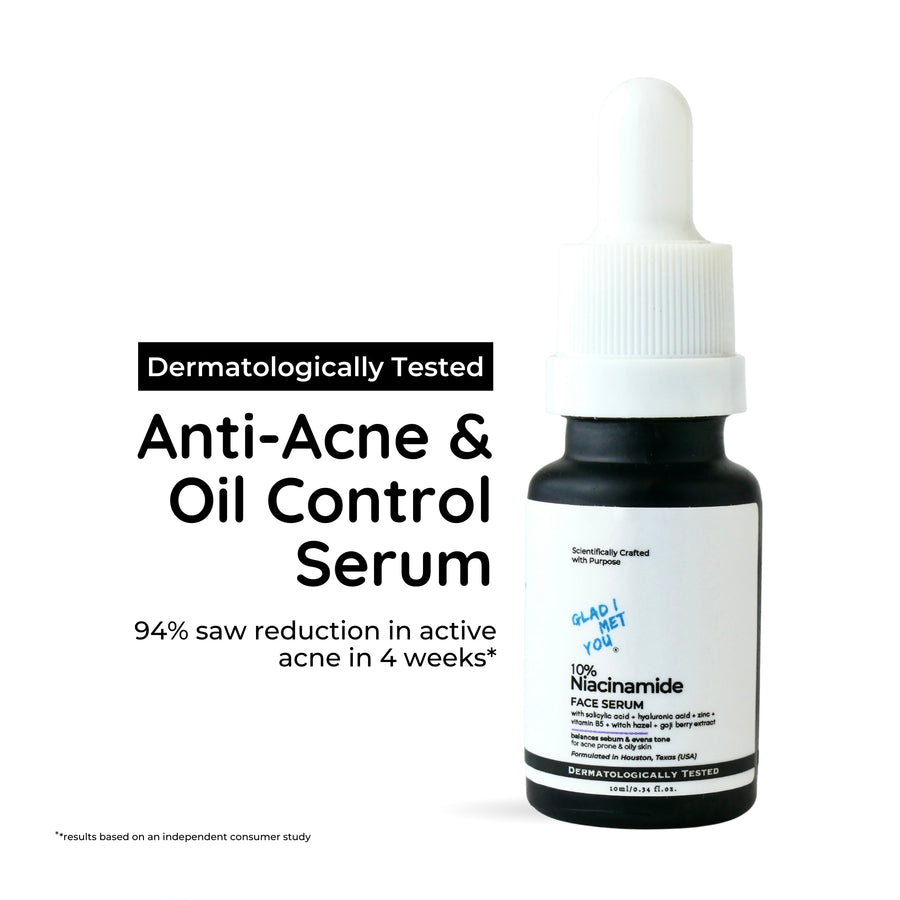 10% Niacinamide Face Serum for Glowing Skin, Oil Control & Acne Care | Pack of 2 (10ml + 10ml)