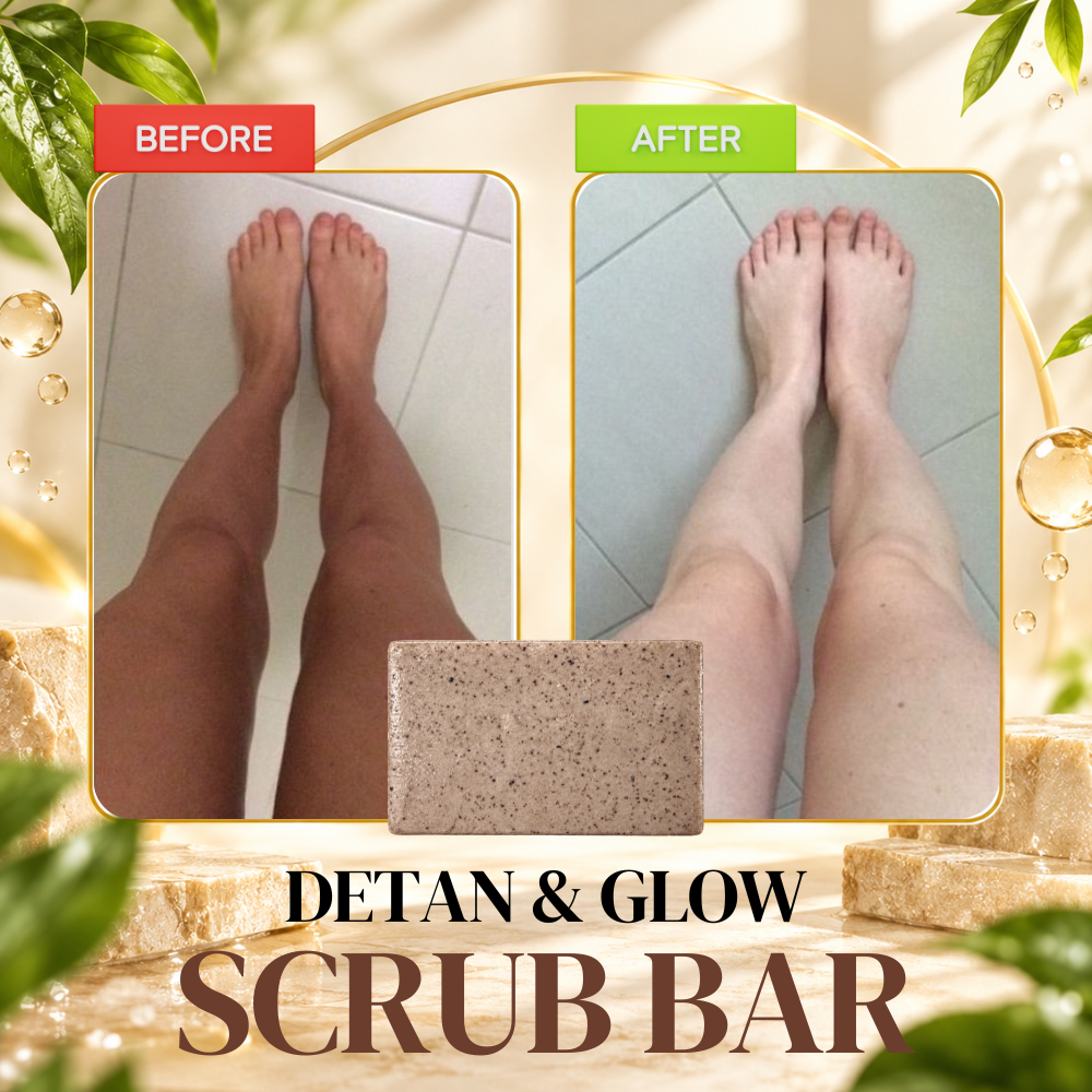 Rice Water Detan Scrub Soap | Walnut Exfoliating Body Bar with Shea Butter, Coconut Oil, Mulethi, Aloe Vera & Vitamin E | Tan Removal, Brightening Glow, SLS Free | Men & Women | 75 gm